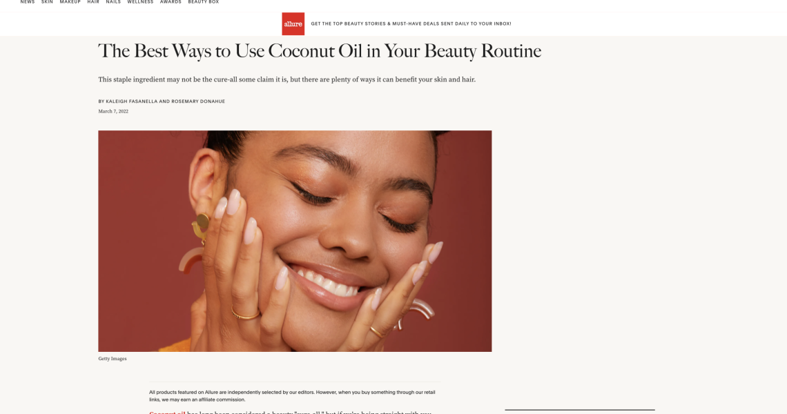 Allure: The Best Ways to Use Coconut Oil in Your Beauty Routine