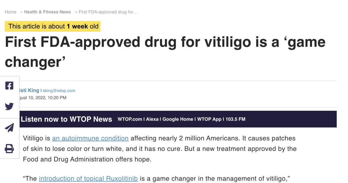 First FDA-approved drug for vitiligo is a ‘game changer’