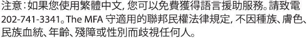 Notice of Non-Discrimination in Chinese