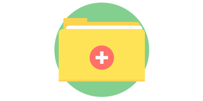 illustration of folder with a medical cross on it