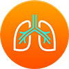Lungs icon on orange circle