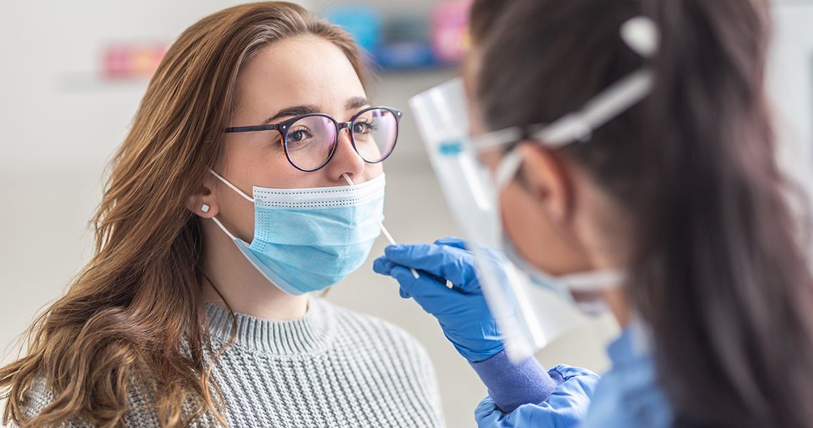 person getting a nose swab