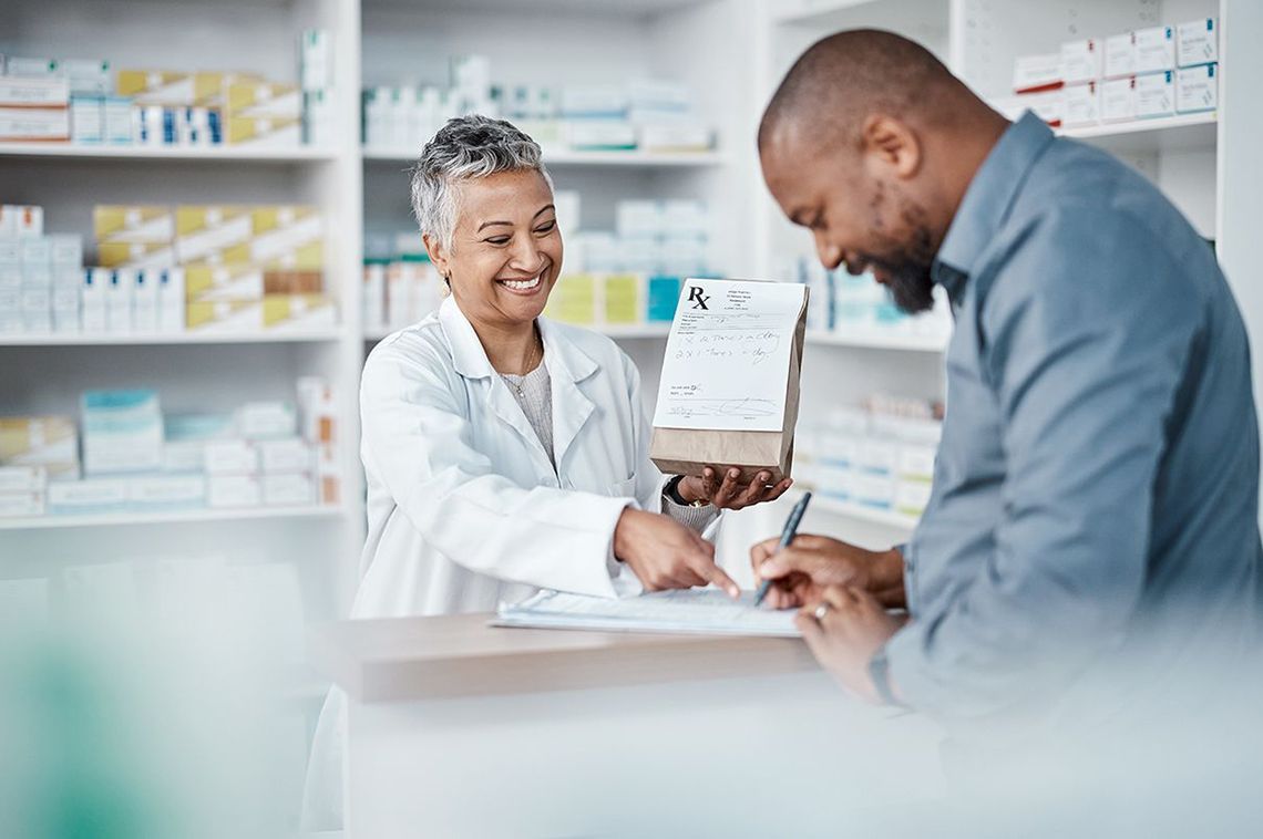 Pharmacist helping a customer