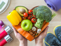 fruits and vegetables in the shape of a heart