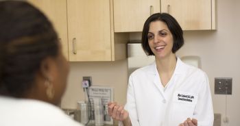 Jill Catalanotti, MD Jill Catalanotti, MD, speaks to a patient