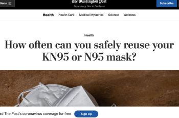 Screenshot of Washington post article about How Often Can You Safely Reuse Your KN95 or N95 mask?